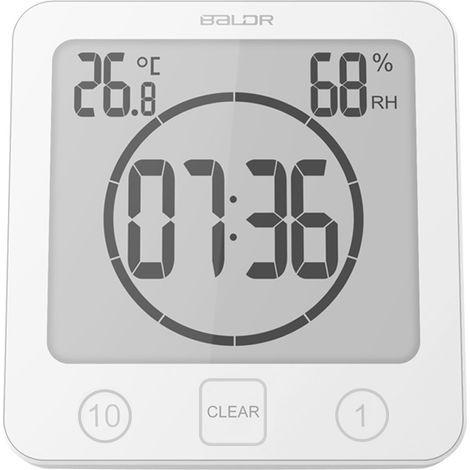 Bathroom clock - Humidity and temperature display - With countdown timer - White (1/5)