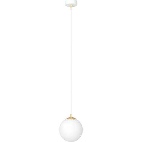 Lampada a Sospensione Royal, Acciaio verniciato a polvere, Vetro, Bianco, Oro, 14x100x14 cm (1/5)