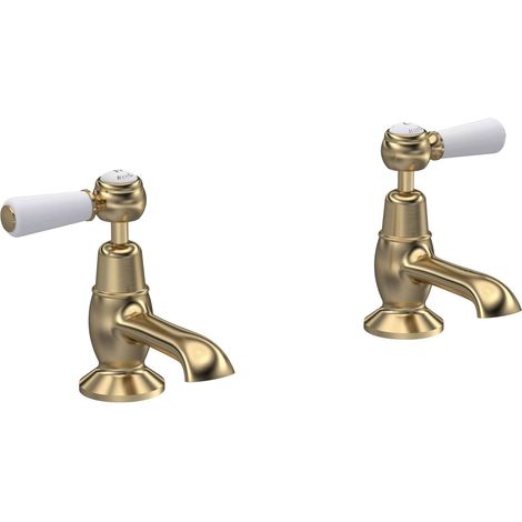 Hudson Reed Topaz Lever Basin Taps Pair - Brushed Brass (1/2)