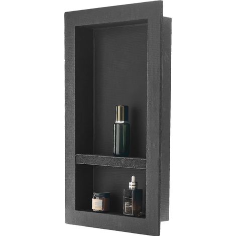 Niche Encastrable Salle de Bain, 10,16x40,64x71,12 cm, Niche Douche Encastrable Murale Étagères Organisateur de Rangement Moderne, pour Stockage de Savon, Shampoing, Douche, Salle de Bains, Noir (1/5)