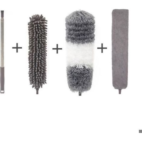 Plumeau Rétractable - Tête Chenille Extra Longue - Pour Nettoyage Hauteur Plafond et Meubles Hauts - 4 Pièces (1/4)