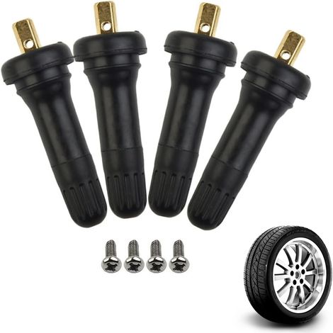 Lot de 4 valves TPMS pour capteur de Pression des pneus, tiges de Valve Schrader en Caoutchouc et métal, valves Anti-Fuite pour système TPMS Voiture, Remplacement fiable et Durable (1/5)