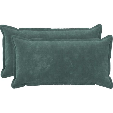 Lot de 2 coussins décoratifs HOUTEN - 40 × 70 cm - bleu marine - polaire microfibre (1/4)