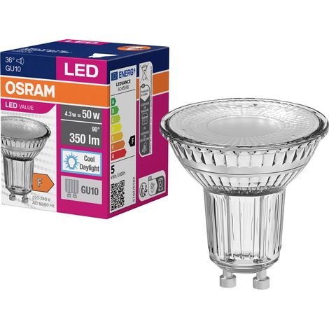 OSRAM HOMELIGHTING 4058075817715 LED CEE F (A - G) GU10 réflecteur 4.3 W = 50 W blanc froid (Ø x H) 50 mm x 50 mm 1 pc(s) Q519173 (1/10)