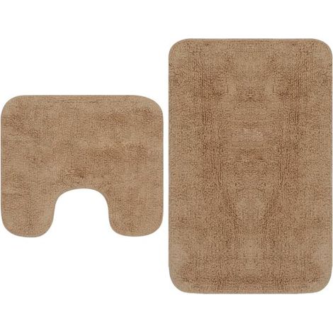Ensemble de deux tapis de bain, en tissu beige (1/5)