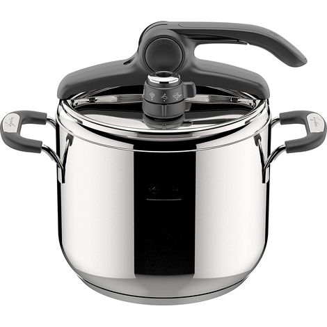 Lagostina pentola a pressione briosa 7l acciaio inox lagoeasyup manici silicone 22cm (1/7)