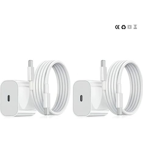 Chargeur fixe pour Samsung (lot de 2), adaptateur USB-C 20 W + câble de charge, blanc (1/5)