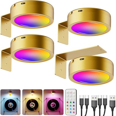 2600 mAh batterie image éclairage mur, USB rechargeable photo lumière sans fil avec télécommande, Dimmable LED Spot aimant batterie, éclairage photo batterie, doré-multicolore