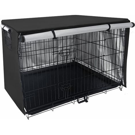 Housse pour cage à chien en tissu Oxford 210D avec revêtement argenté – Protection solaire et imperméable pour cage métallique carrée d'extérieur – Auvent anti-poussière et anti-soleil pour cages d'ex (1/3)