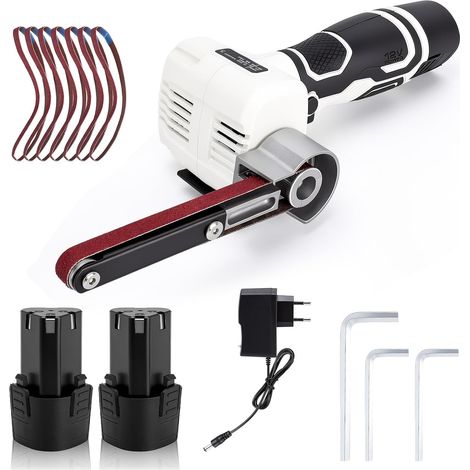 Ponceuse a bande electrique lime electrique mini ponceuse a bande portative changement rapide faible bruit poignee caoutchouc for bois metal cuir verre (1/5)