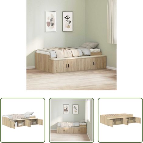 Sonoma-Eiche - Bettrahmen mit Speicher Sonoma-Eiche 80 x 200 cm Holzwerkstoff (1/5)