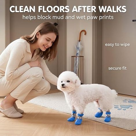 Chaussettes pour chiens imperméables avec semelles antidérapantes et protection contre les coussins pour chiens petits et moyens (1/3)