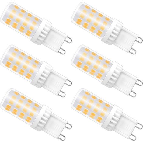 Ampoules LED G9 Dimmable, 4W équivalent à 40W halogène, 480 LM, Blanc Chaud 3000K, Culot G9 Standard, Angle de rotation à 360 °, pour Ceiling Lighting, Kitchen, Paquet de 6 (1/5)