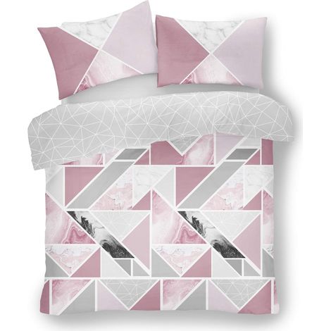 Housse de Couette Motif Triangles marbré Rose pâle King (1/4)