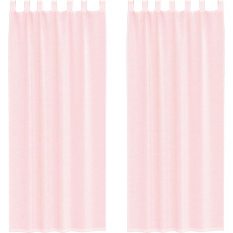 Maison Exclusive - Voile Vorhänge mit Schlaufen 2 Stk. Hellrosa 1