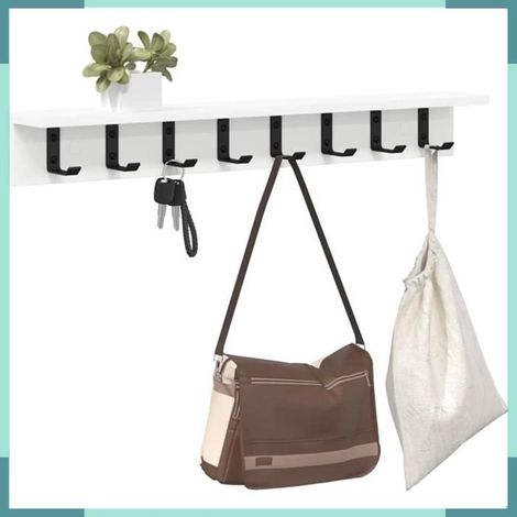 Porte-manteau mural - 874363 - Blanc - Bois d'ingénierie - 80 x 10,5 x 10,5 cm (1/5)