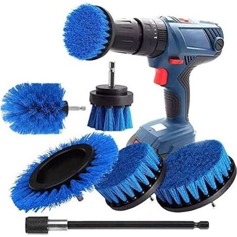 ZOLGINAH 6-teiliges Reinigungsbürsten-Set für Bohrmaschinen, geeignet für Autobohrmaschinen, Fliesen, Teppiche, Badewannen, Küchen und Toiletten, Blau