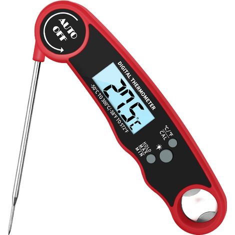 Thermomètre de cuisson numérique étanche rouge