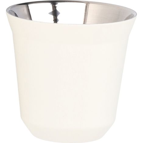 Mug à café en acier inoxydable 304, large ouverture, blanc, double paroi, isolation thermique optimale, 80 ml (1/5)