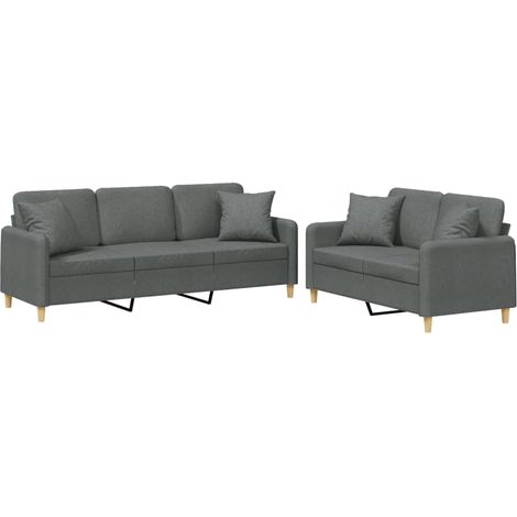 Maison Exclusive - Set di Divani 2 pz con Cuscini Grigio Scuro in Tessuto