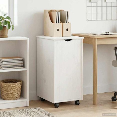 vidaXL Mobile con Ruote con ruota Bianco 34 x 39 x 65,5 cm