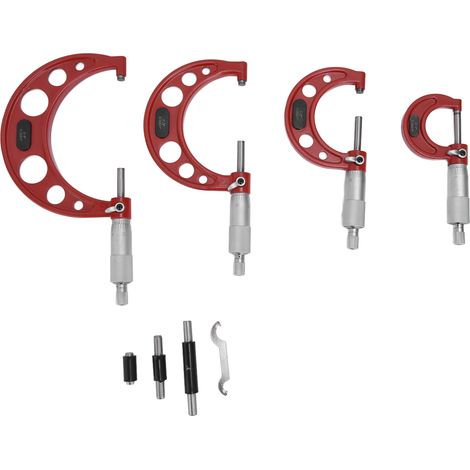 Lot de 4 micromètres d'extérieur en acier inoxydable précision 0.0001in pour mesure diamètre épaisseur 0-100mm calibre mécanicien (1/5)