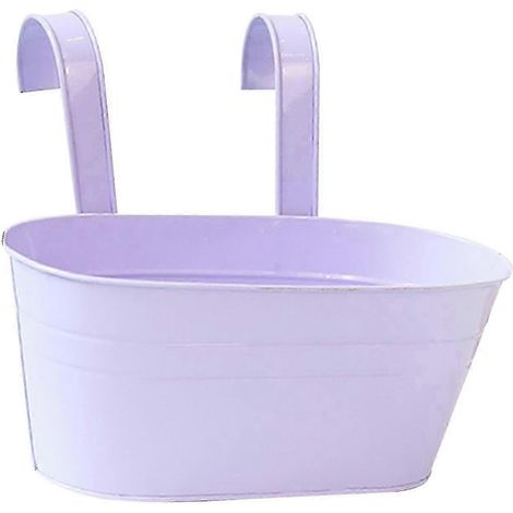Hängender Pflanzkübel aus Eisen, ovaler Blumentopf, dekorative Blumenhalterung für Fenster, Garten, Terrasse und Büro-Light Purple (1/5)