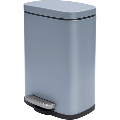 Pattumiera a pedale in acciaio 5lt azzurro polvere con chiusura rallentata Axin (1/4)