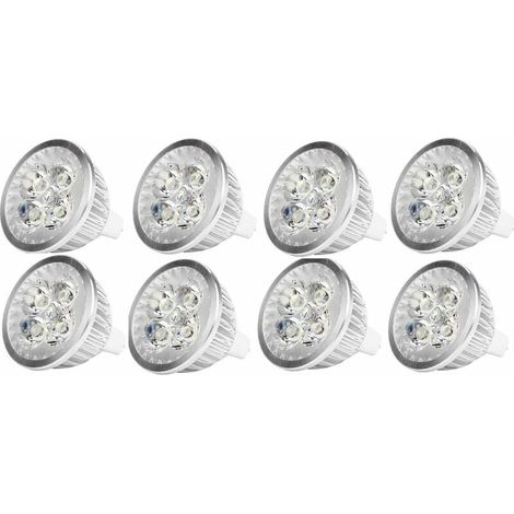 Ampoule LED MR16 4Watt Ampoule spot LED 12V 4W culot MR16 GU5.3, utilisée pour l'éclairage paysager, équivalent à une lampe halogène de 50 watts, blanc froid, 8 paquets
