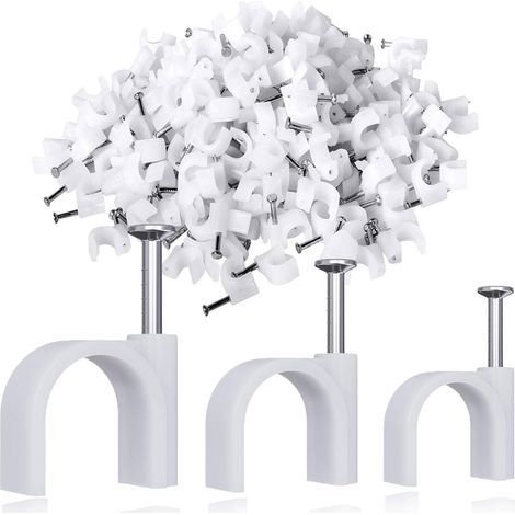 Lot de 300 clips de câble ronds solides et durables, Fixation Câble électrique, Range Câble, 3 tailles de 4 mm, 6 mm, 8 mm - Pour ranger les câbles (1/5)
