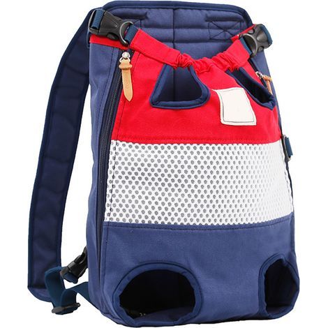 Out Pet Backpack Stripe Color Contrast Dog Chest Dog Backpack,Red blue (1/5)