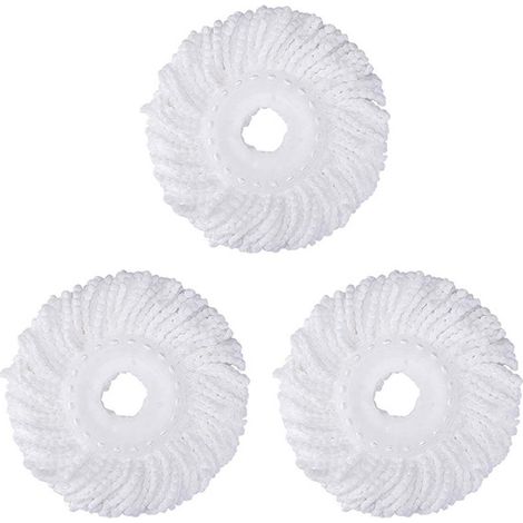 Cabezal de repuesto para mopa giratoria blanca (3 unidades), cabezal de algodón de microfibra, paño universal de 16 cm (1/5)