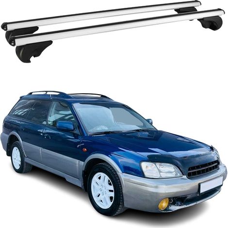 OMAC Aluminium Dachträger Querträger für Subaru Legacy III Kombi 1999-2004 – TÜV / DIN 75302:2019 – Abschließbar – Max. 75 kg – 2 Stangen Silber (1/5)