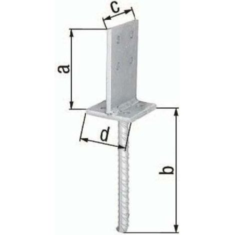 GAH Support de poteau en T 130x200x80x80mm STA brut TZN - 215521 (1/3)
