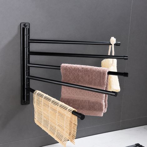 Porte-serviettes pivotant pliable 5 barres acier inox salle de bain, 39 × 34 × 4 cm, 1,032 kg – Livraison gratuite (1/3)