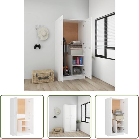 The Living Store Garde-robe Blanc 82,5x51,5x180 cm Aggloméré - Armoire Blanche - Meuble Rangement - Dressing Compact - Commode - Placard (1/5)