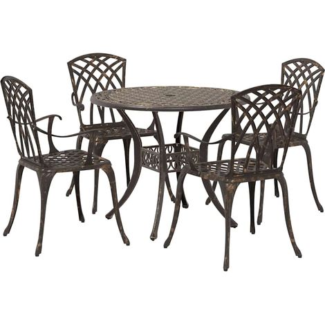 Maison Exclusive - Garten Essgruppe 5 pcs Bronze Aluminium