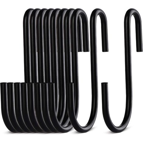 BEBUSINGOTO 10 Stück S-förmige Haken, schwarz – Metall – für Küche, Bad, Schlafzimmer, Büro, 78 x 24 mm (10 g) (1/3)
