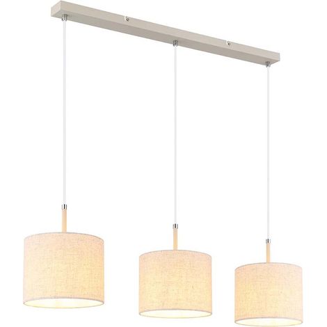 Pendelleuchte Hängeleuchte höhenverstellbar sandfarben Textil cremefarben H120cm