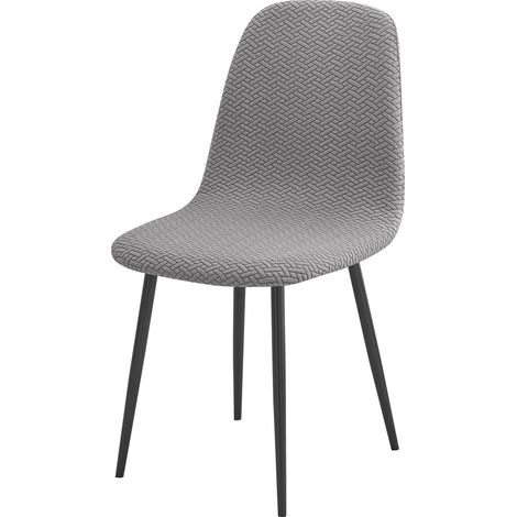 Housse de Chaise Scandinave Extensible Lot de 4 Lavable Universel Diagonale Gris Fumé (1/5)