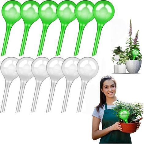 Lot de 12 boules d'arrosage automatiques pour plantes en pot et jardin - Pointes pointues - 5 x 13 cm (1/5)