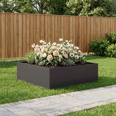 vidaXL Macetero de Jardín Negro 100 x 100 x 30 cm (1/5)
