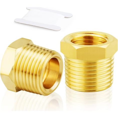 Raccord de tuyauterie fileté en laiton 1/8 pouce BSP mâle x 3/8 femelle Adaptateur à douille hexagonale (5Pcs) - 1/4 (1/5)