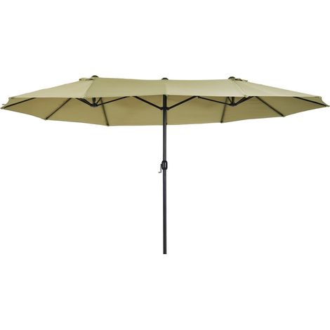 Sonnenschirm Marktschirm Doppelsonnenschirm Mit Handkurbel Hellkaffee Oval 460 X 270 X 240 Cm