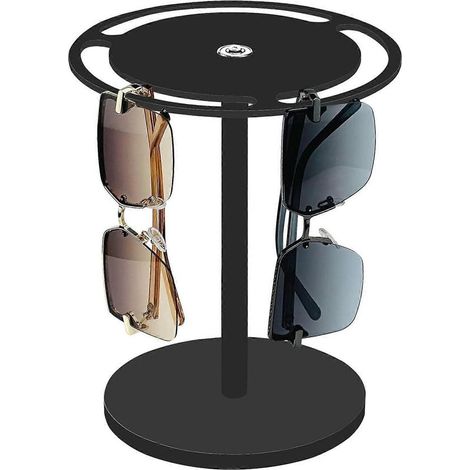 Présentoir à lunettes de soleil Bigfety en acrylique avec rotation à 360°, étagère de table en verre noir (1/4)
