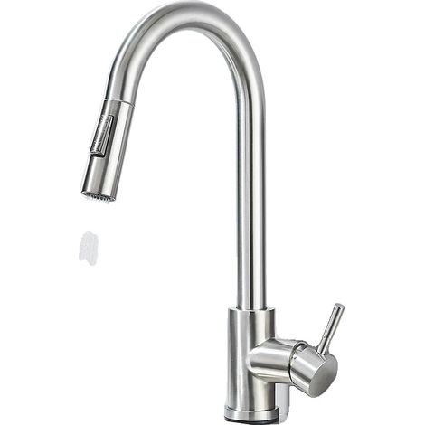 Robinet de cuisine extractible, rotation à 360°, mode d'eau double (1/2)