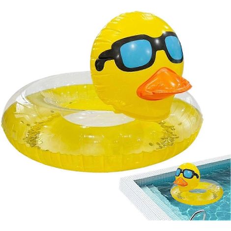 Bouée gonflable en forme de canard avec des paillettes, pour la piscine, la plage et les fêtes aquatiques.-AquaForge (1/5)