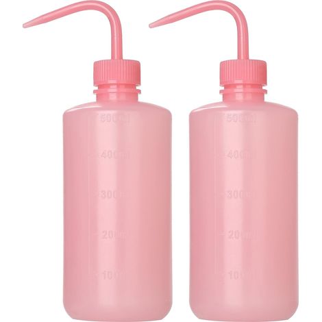 Dos botellas de 500 ml con tapones curvos, ideales para regar suculentas y para uso medicinal, color rosa. (1/5)