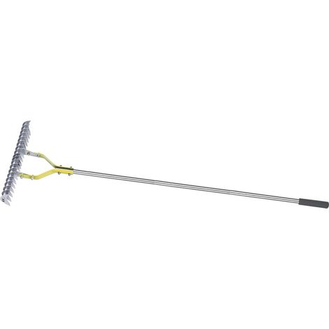 Râteau à chaume de 38 cm de large en acier inoxydable, ergonomique et haute efficacité, pour ramasser les feuilles mortes et les branches mortes. (1/5)