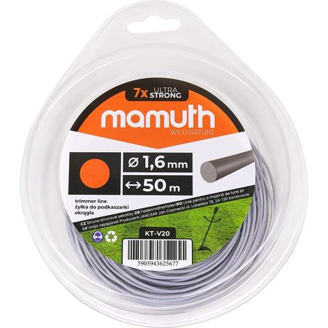 Fil de coupe rond 1,6mm 50m pour tête de coupe de tondeuse électrique de rechange MAMUTH (1/2)